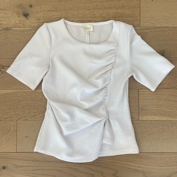 Deletta Tops - Deletta White Textured Blouse